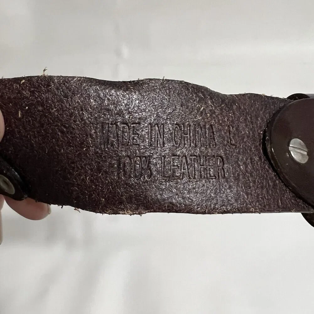 Leather Rhinestone Belt Brown Silver Western Rodeo y2k Studded Women's Large